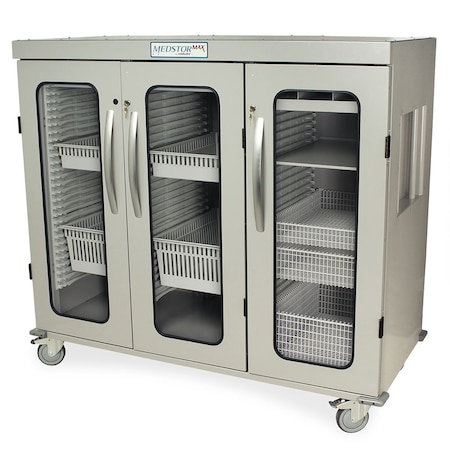 Harloff Three Quarter Height Triple Column Medical Storage Cabinet, Glass Doors, Key Lock MSPM63-00GK